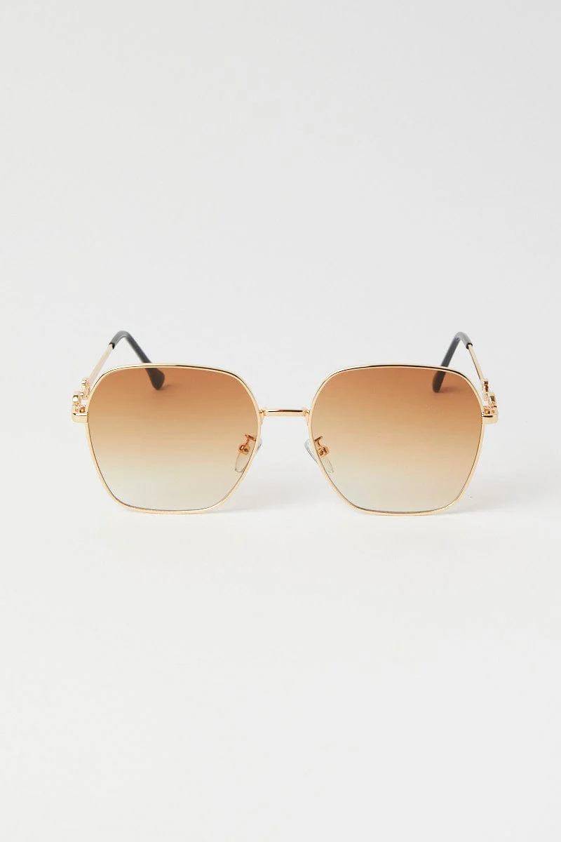 Brown Metal Frame Sunglasses