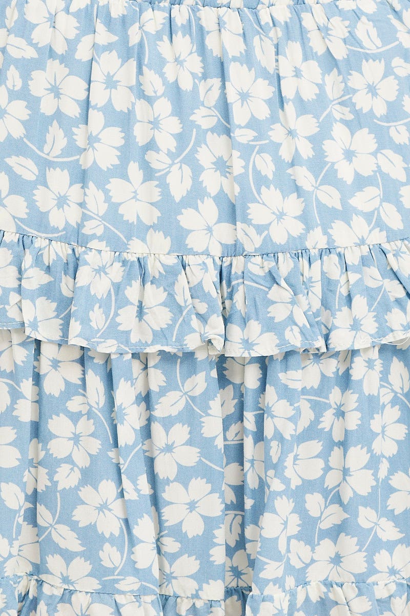 Print Elastic Waist Mini Skater Skirt