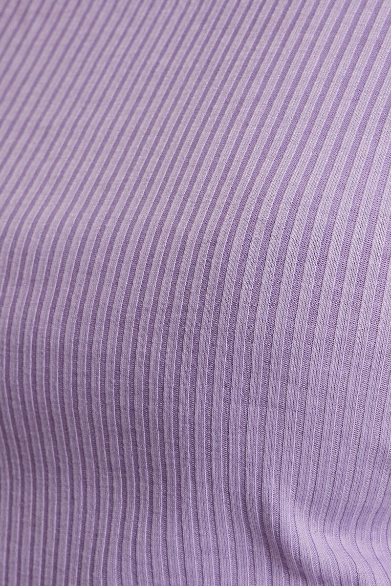 Purple Ruched Drawstring Scoop Neck Top