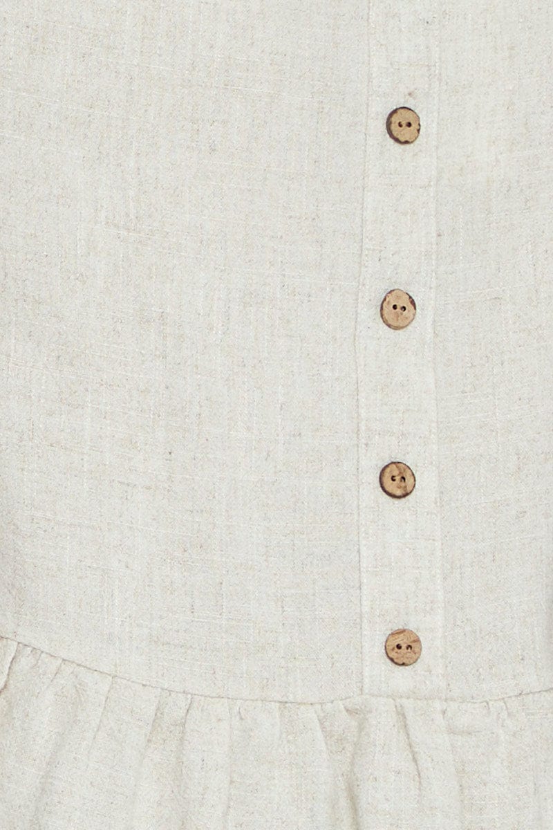 Beige Peplum Top Sleeveless Ruffle