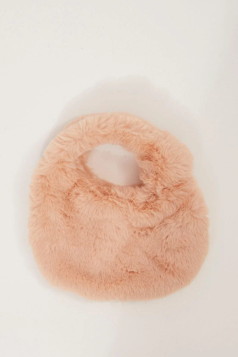 Pink Faux Fur Shoulder Bag
