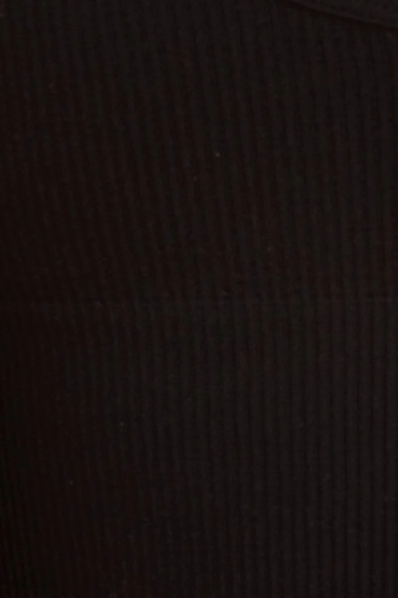 Black Seamless Tank Top Scoop Neck Rib Crop