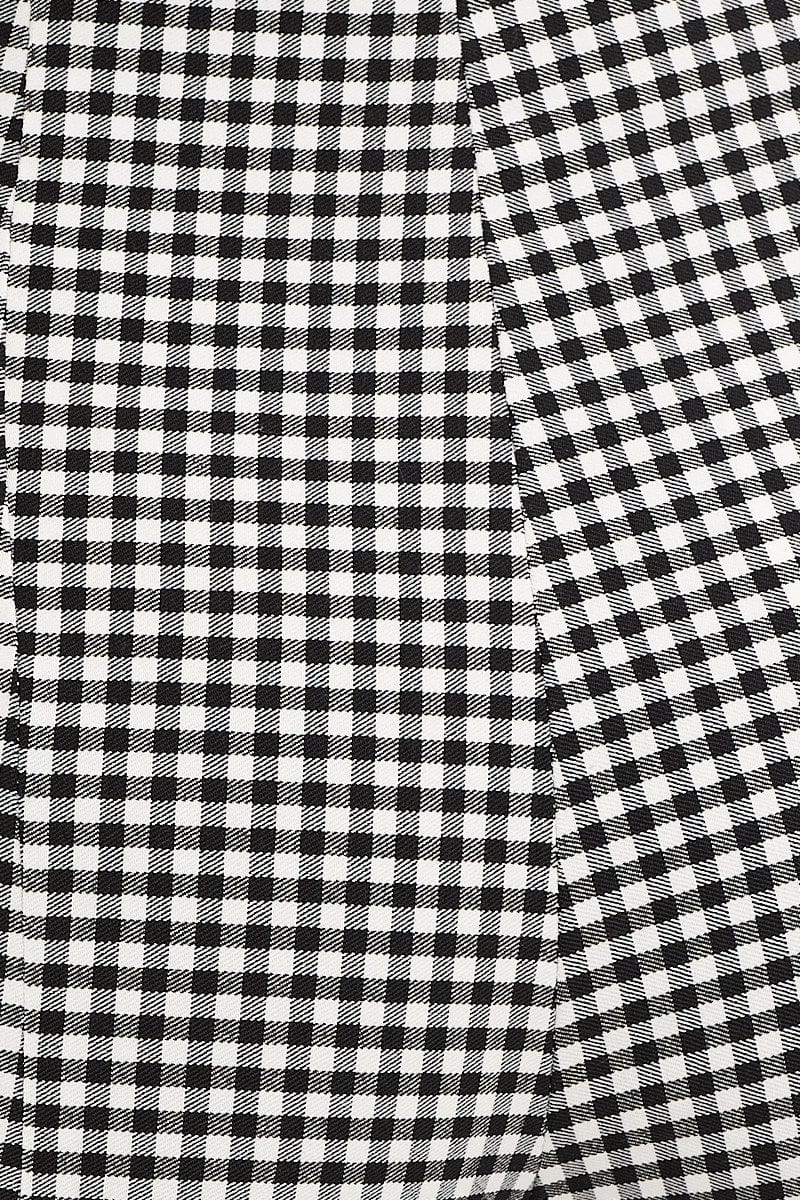 Check Flare Pants High Rise Front Split