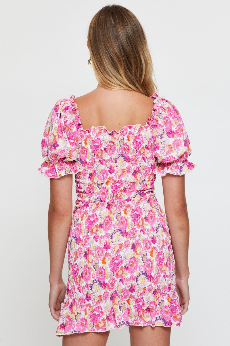 Print Mini Dress Short Sleeve