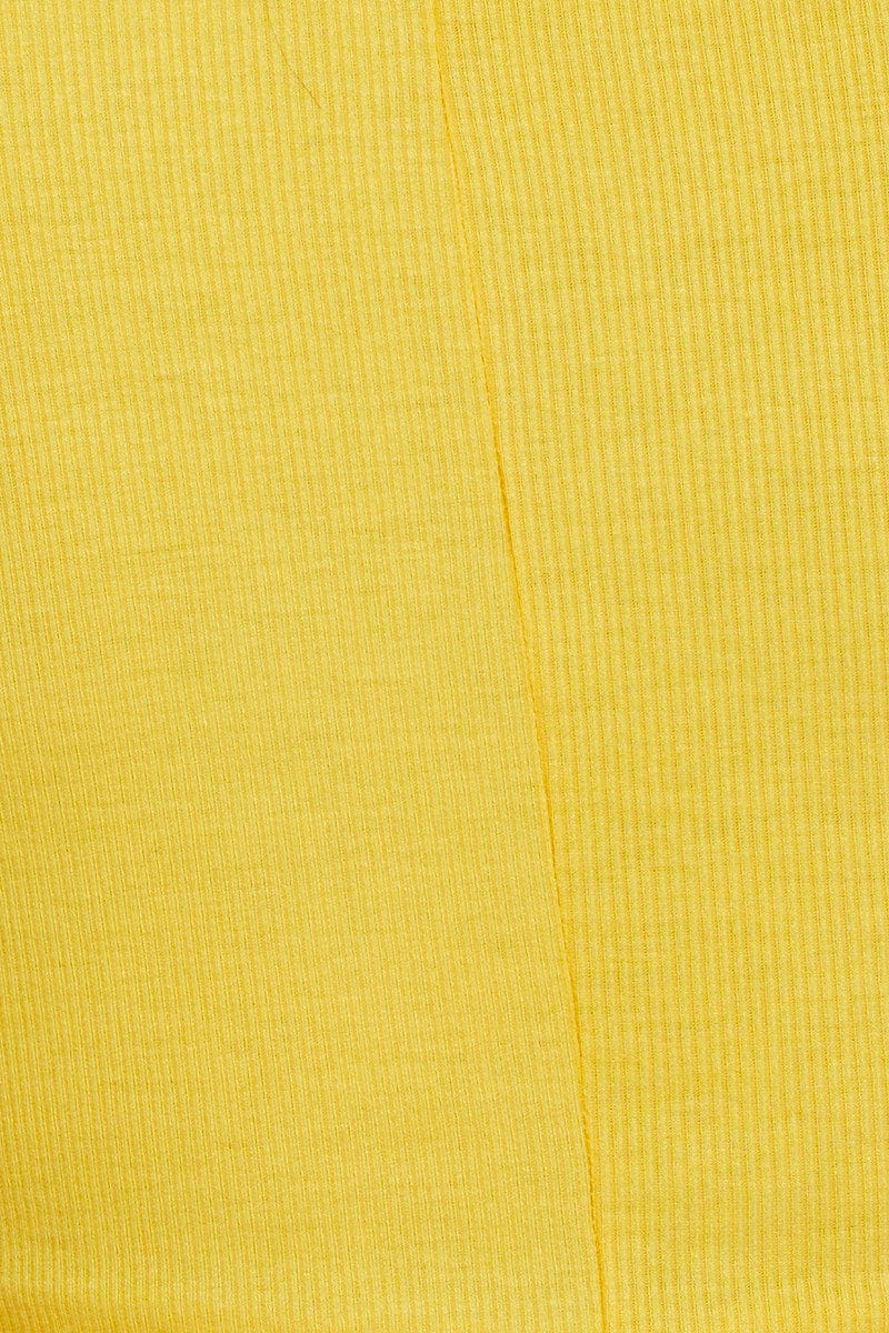 Yellow T Shirt Short Sleeve Crop Crew Neck