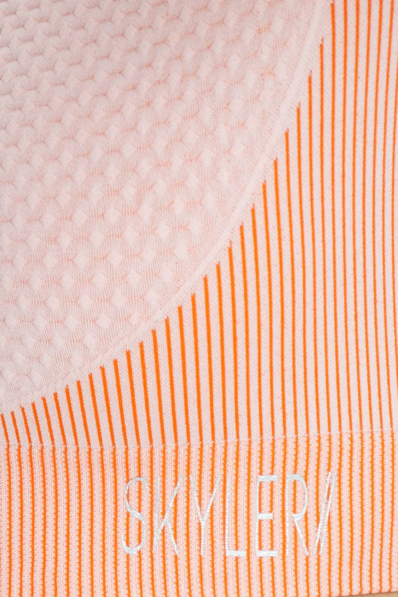 Orange Seamless Contrast Panel Activewear Top