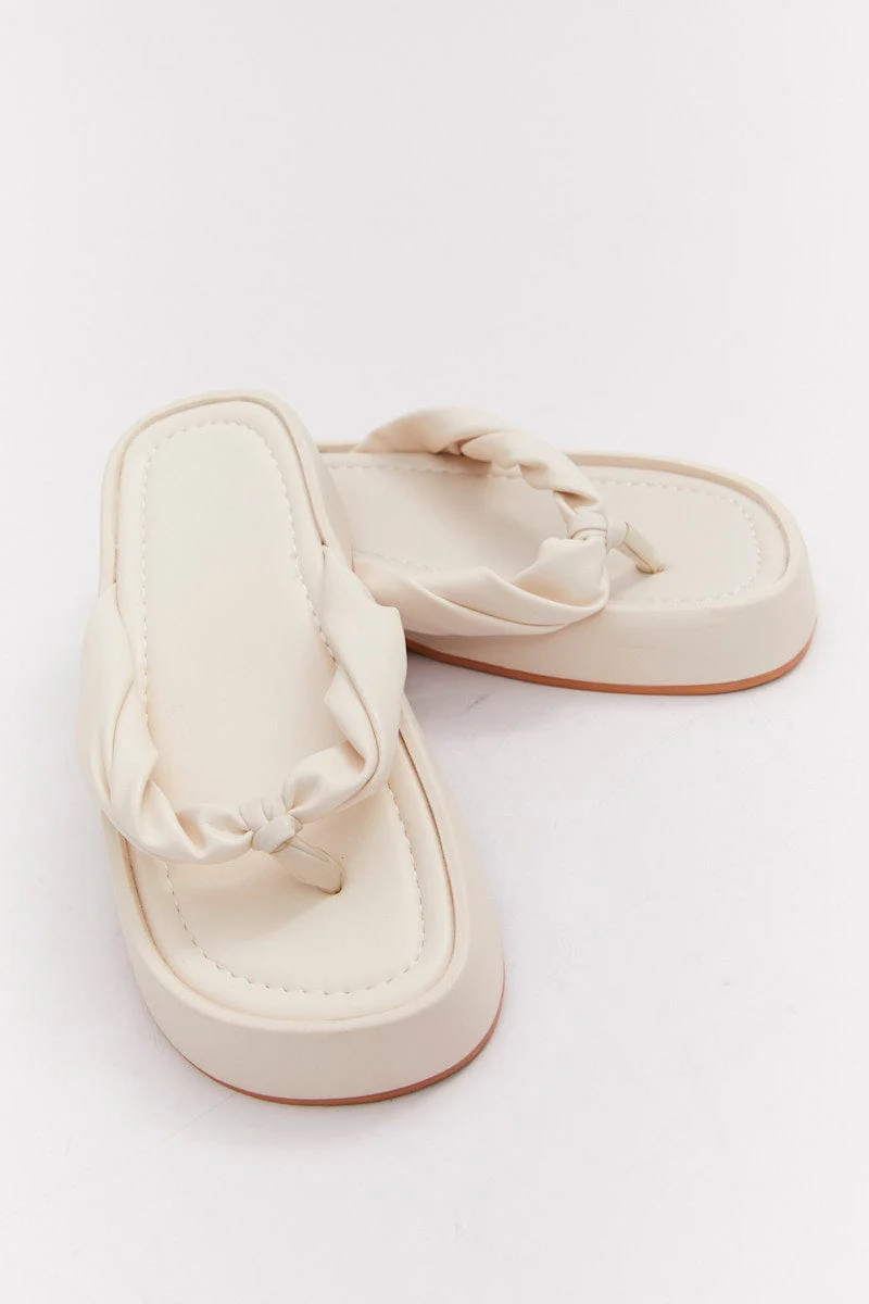 White Toe Post Chunky Sole Sandals