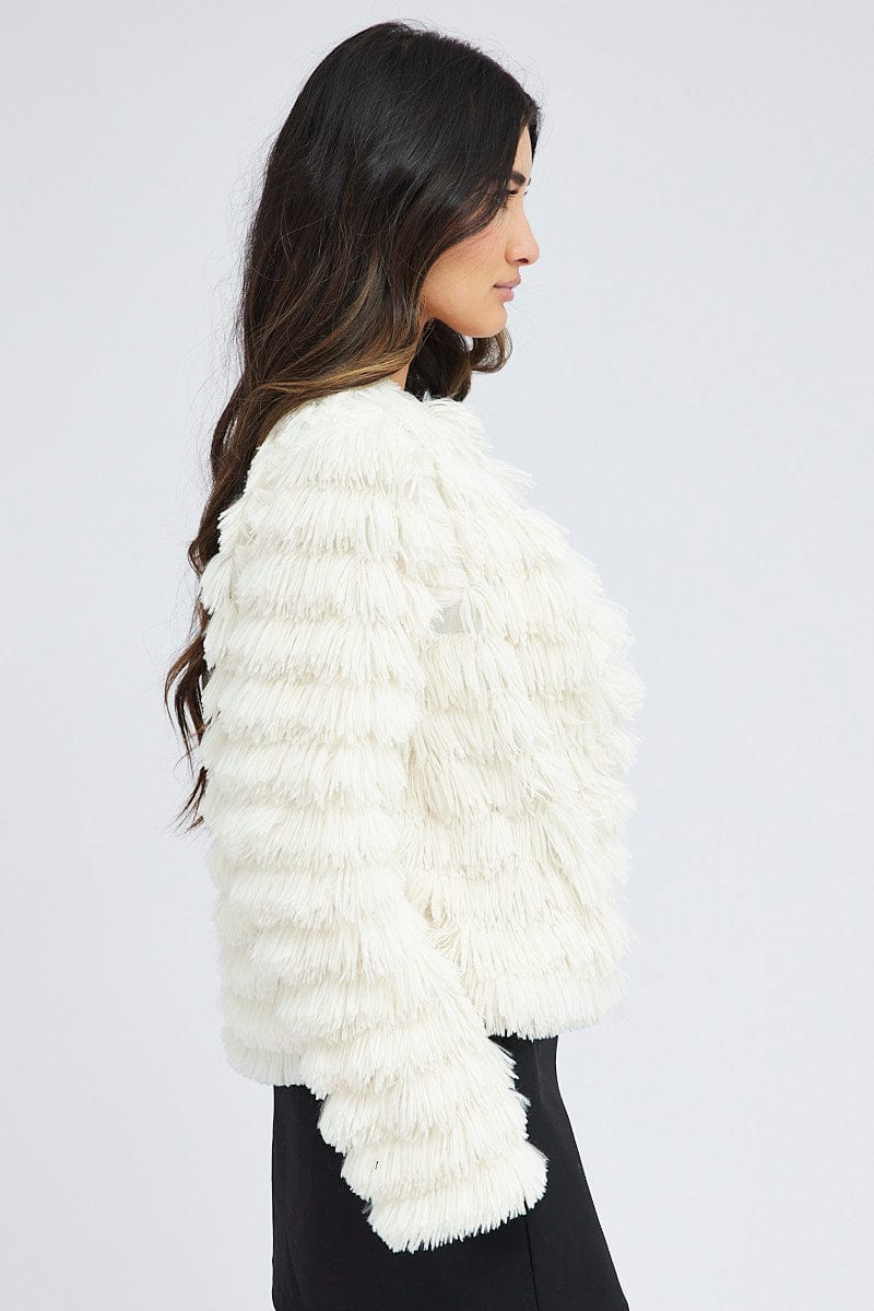 White Shag Faux Fur Jacket