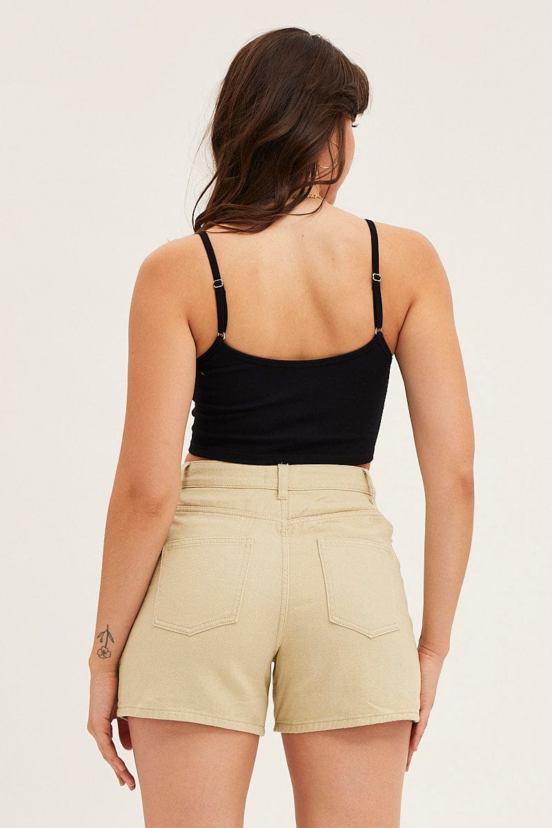 Black Seamless Corset Detail Singlet Top