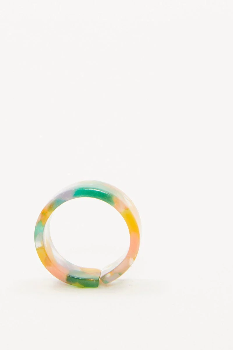 Multi Marble Chunky Plastic Ring