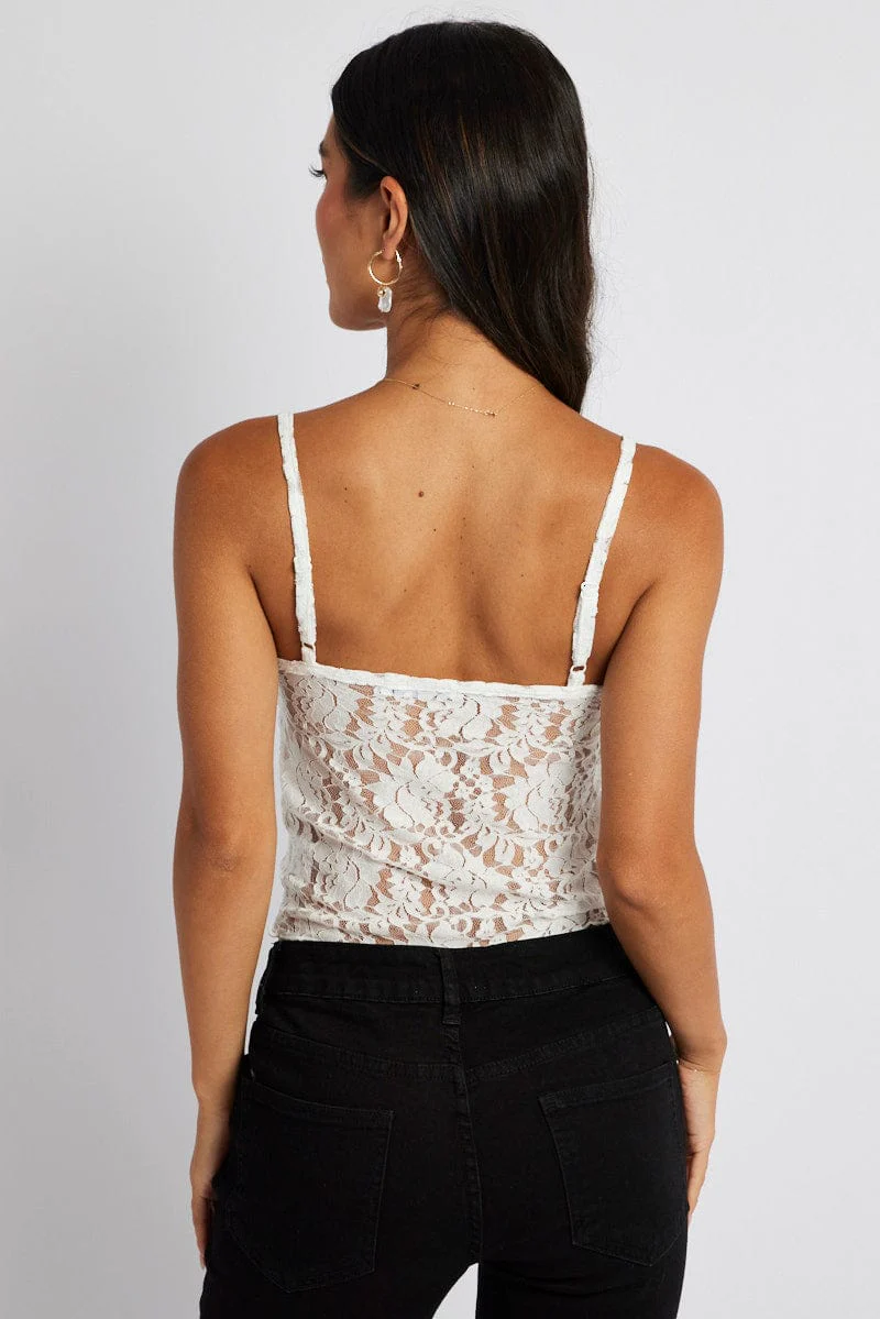 White Fitted Cami Lace