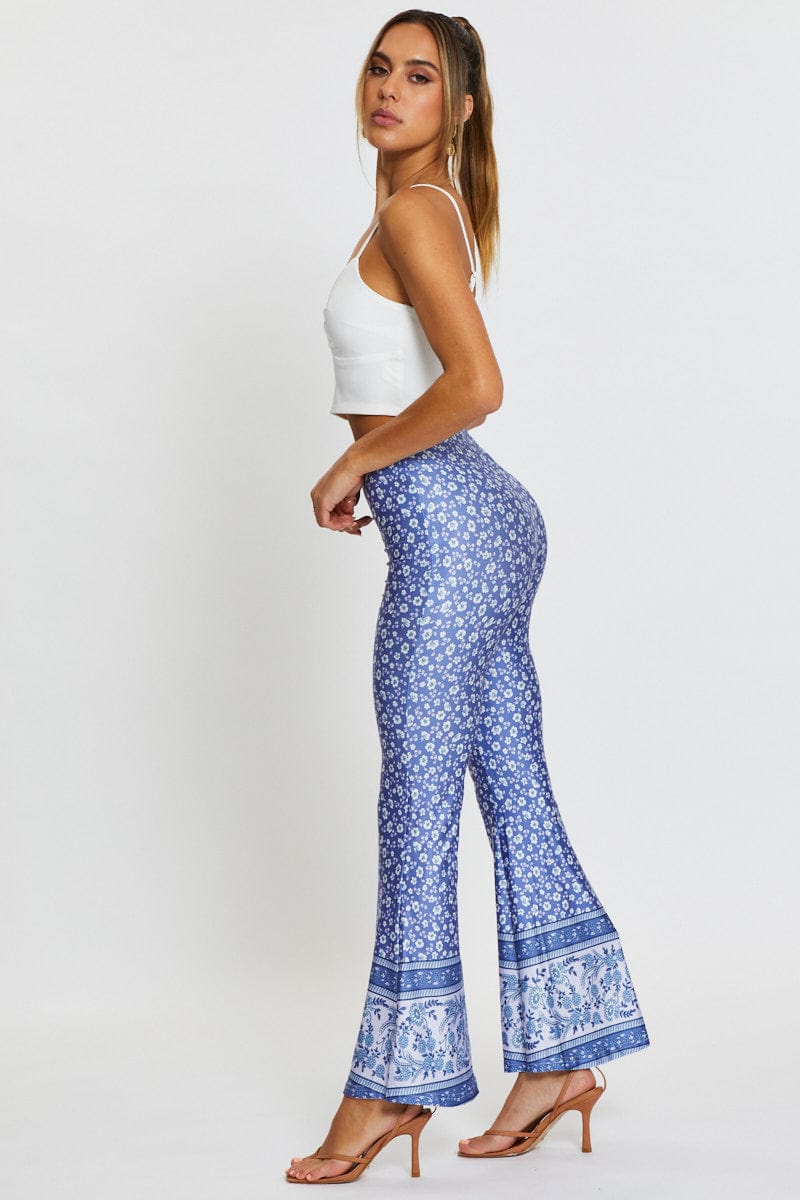 Boho Print Pants Flare Leg