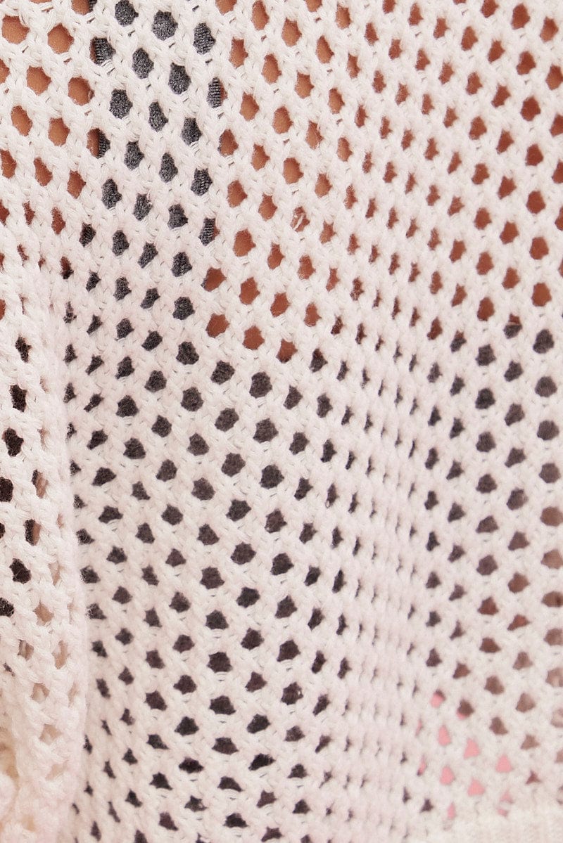 White Knit Jumper Long Sleeve Fishnet
