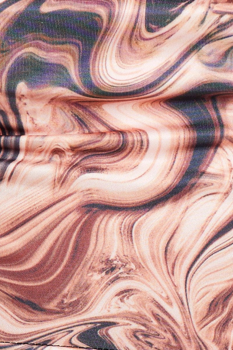 Print Crop Top Sleeveless Cowl Neck