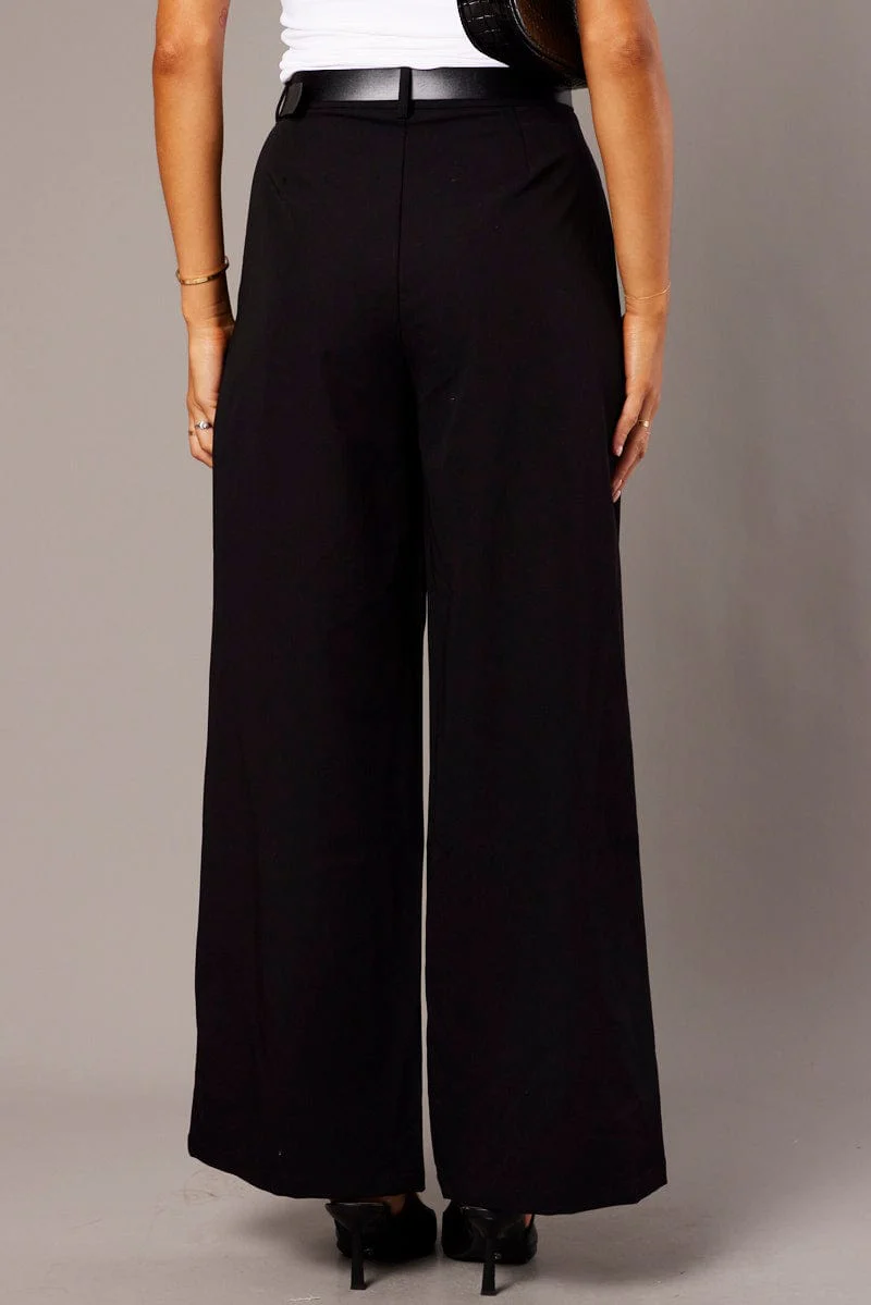 Black Wide Leg Pants Mid Rise