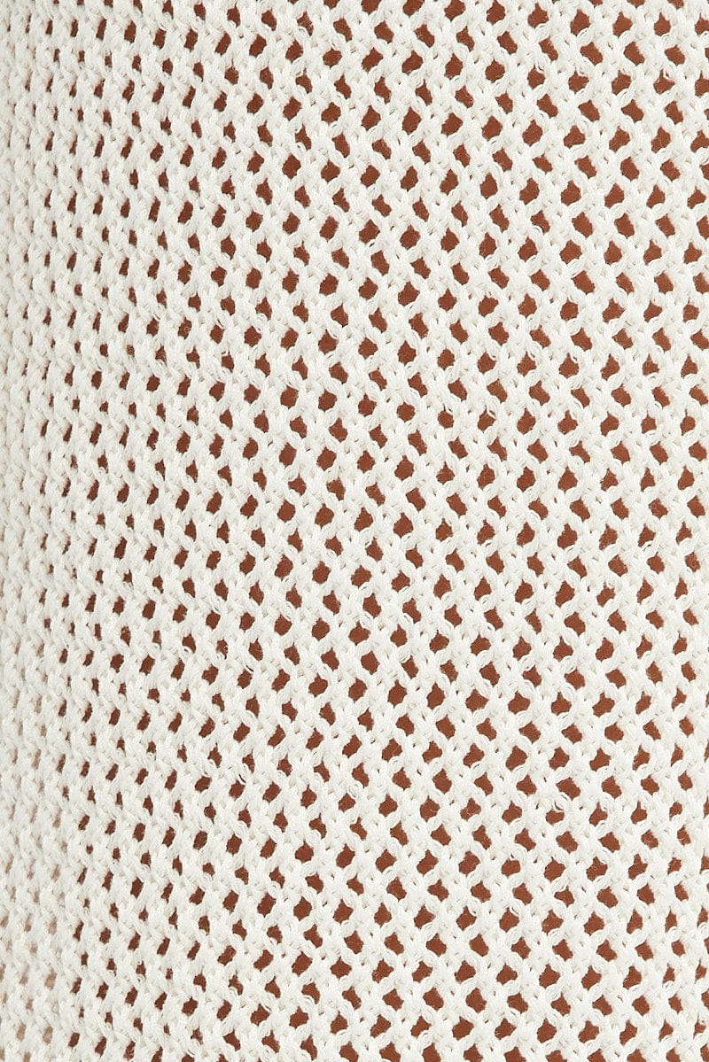 White Knit Pants Wide Leg Crochet