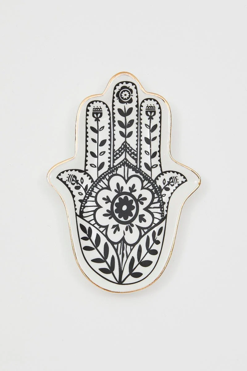White Christmas Hamsa Hand Trinket Dish