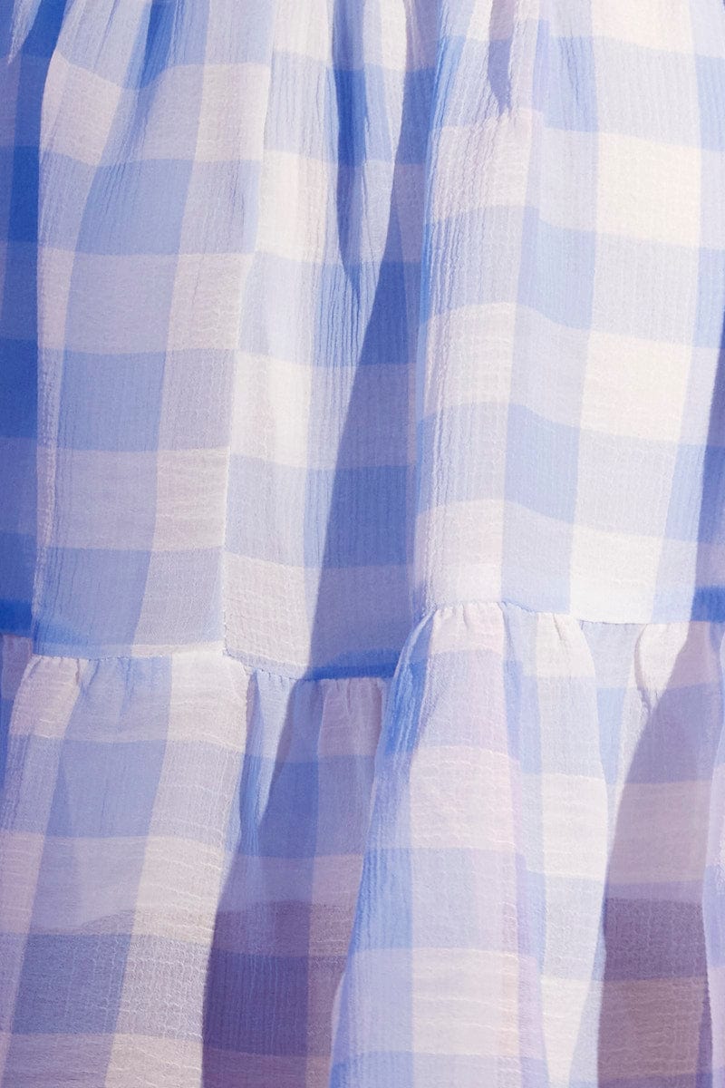 Check Mini Dress V Neck