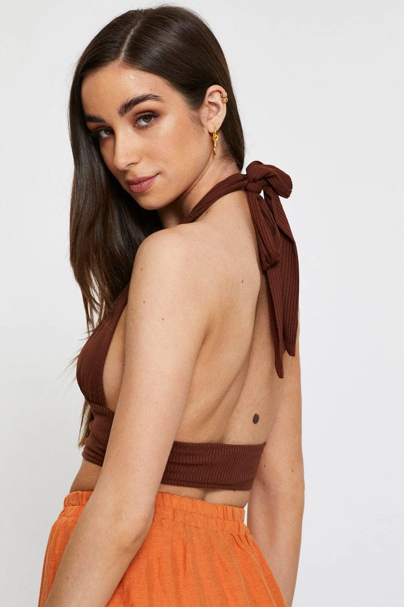 Brown Halter Top