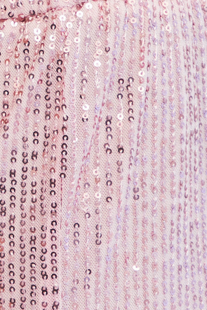 Pink Sequin Bralette Crop Top