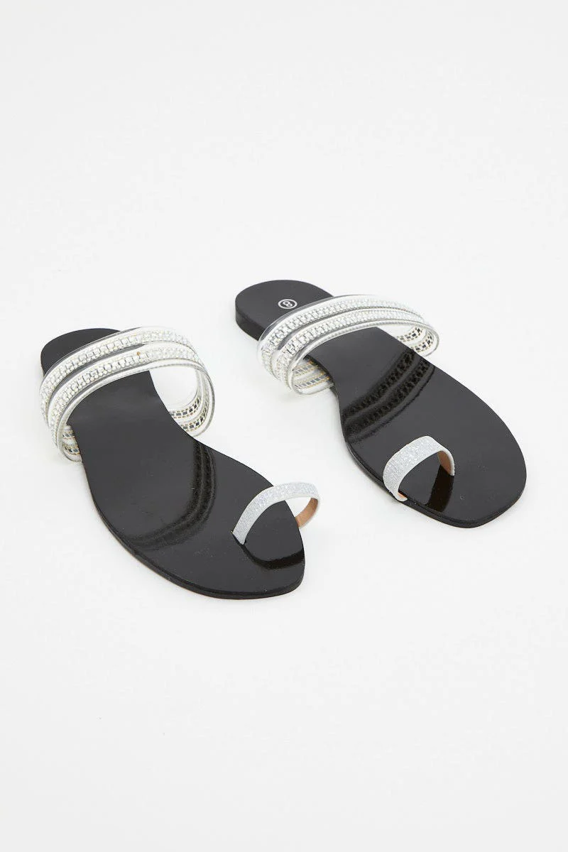 Silver Silver Flat Slides