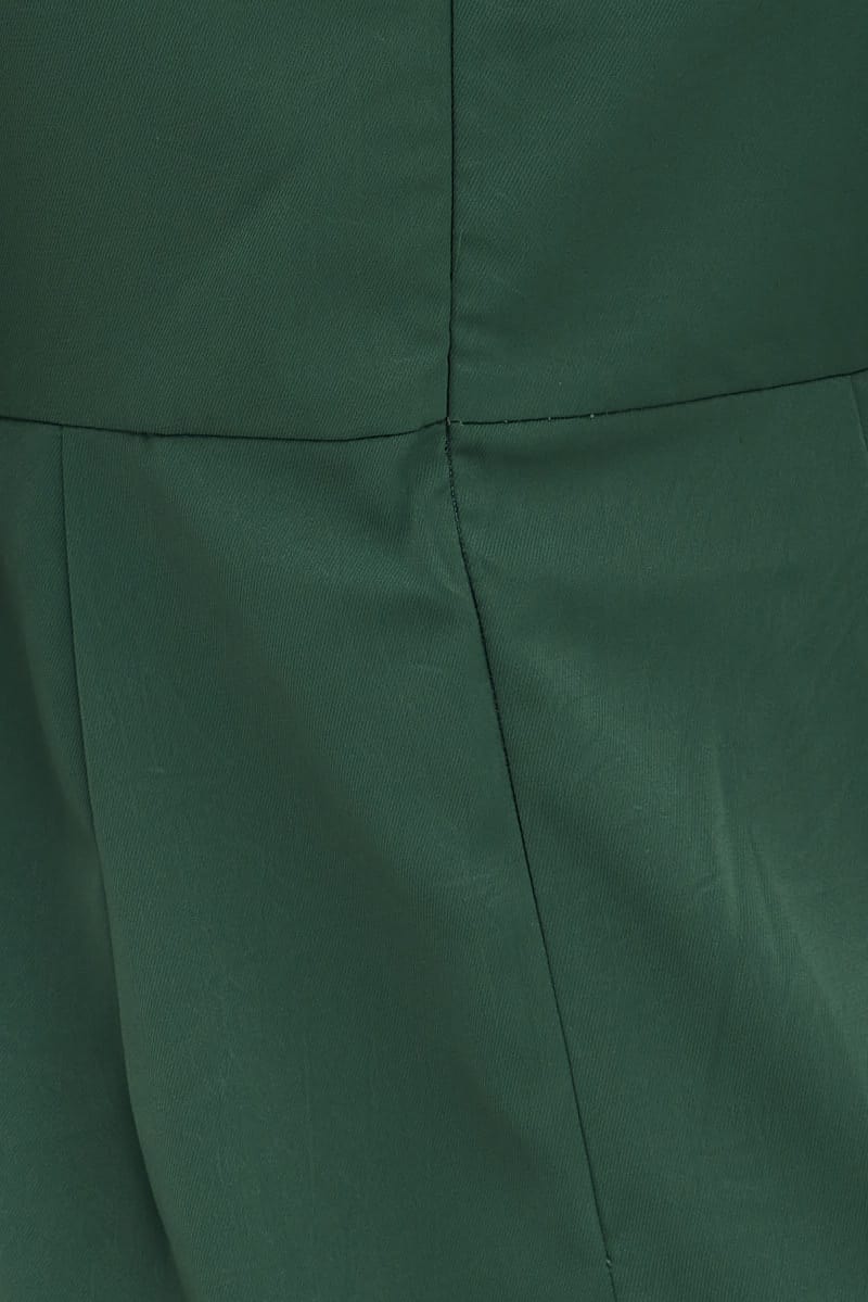 Green Midi Dress Sleeveless V Neck Wrap