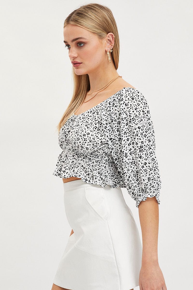 Print Crop Top Short Sleeve
