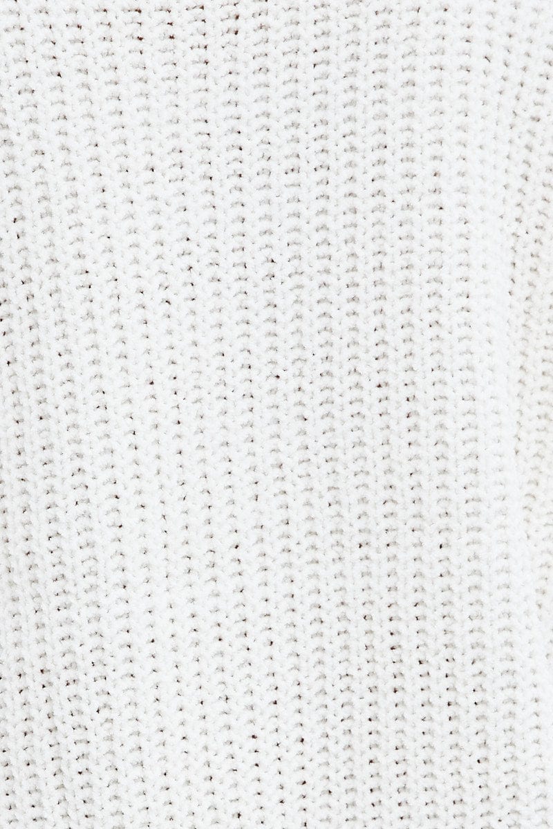 White Knit Jumper Round Neck Chenille