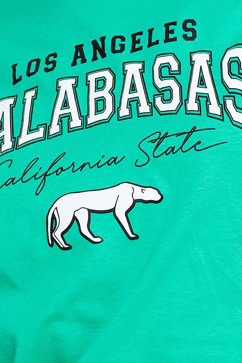 Green Graphic T Shirt Short Sleeve