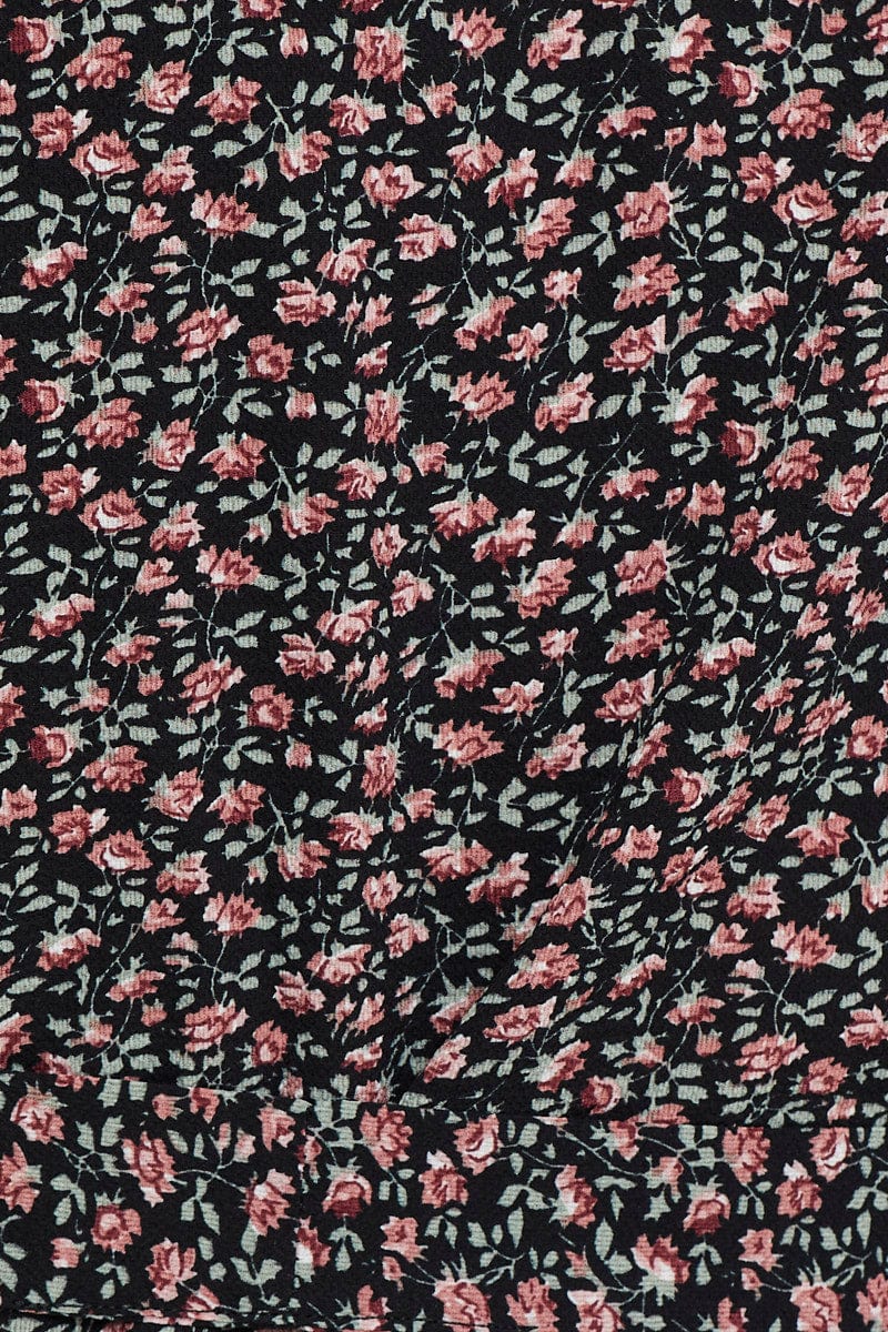 Floral Print Frill Sleeve Blouse