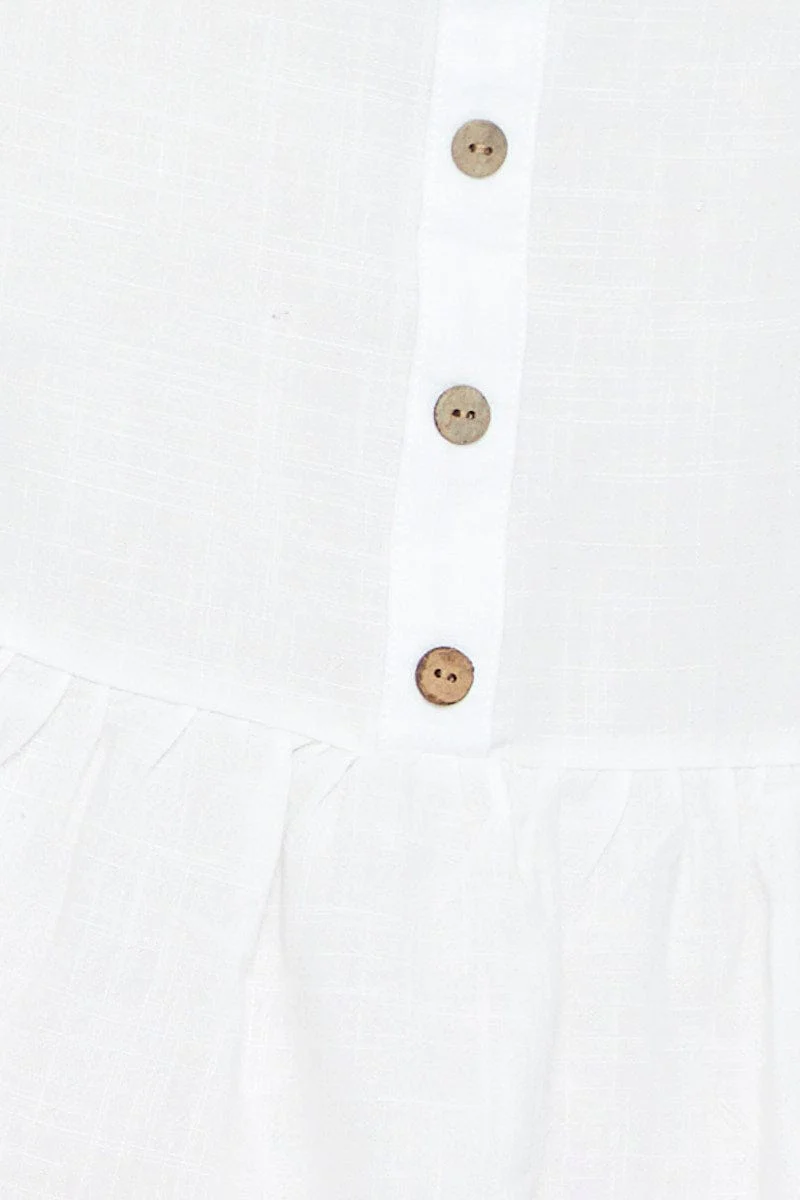 White Peplum Top Sleeveless Ruffle