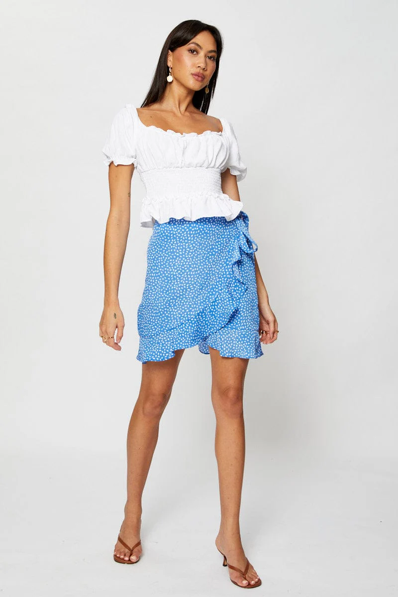 Geo Print Wrap Skirt Mini