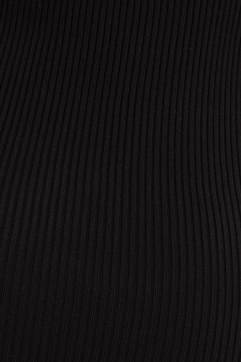 Black V Neck Kint Midi Dress