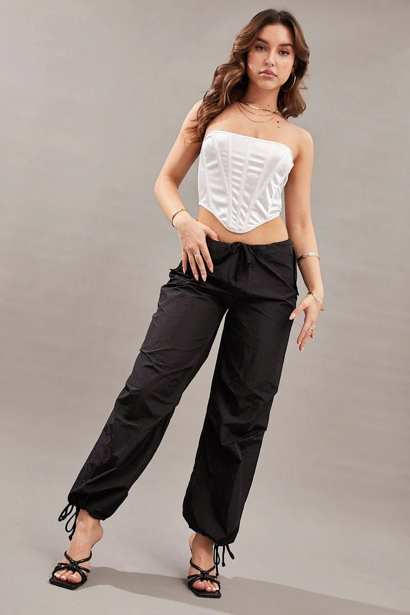 Black Utility Relaxed Pant Low Rise