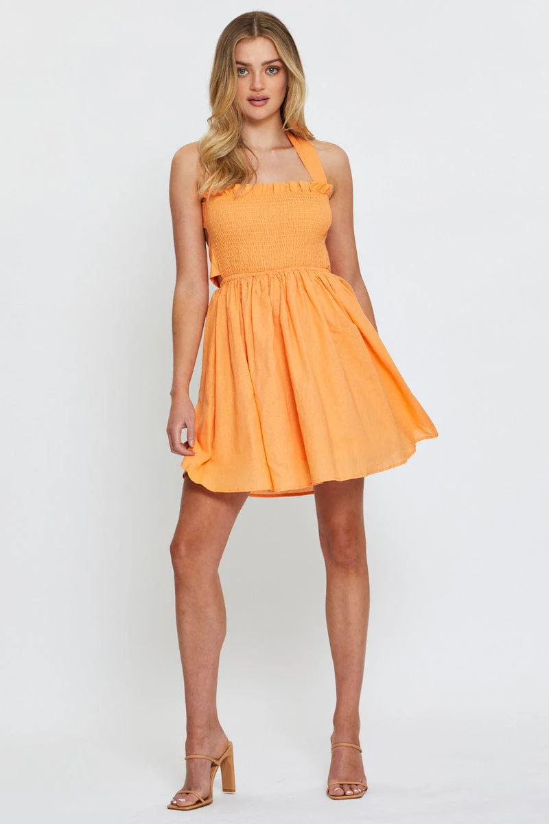Orange Mini Dress Sleeveless