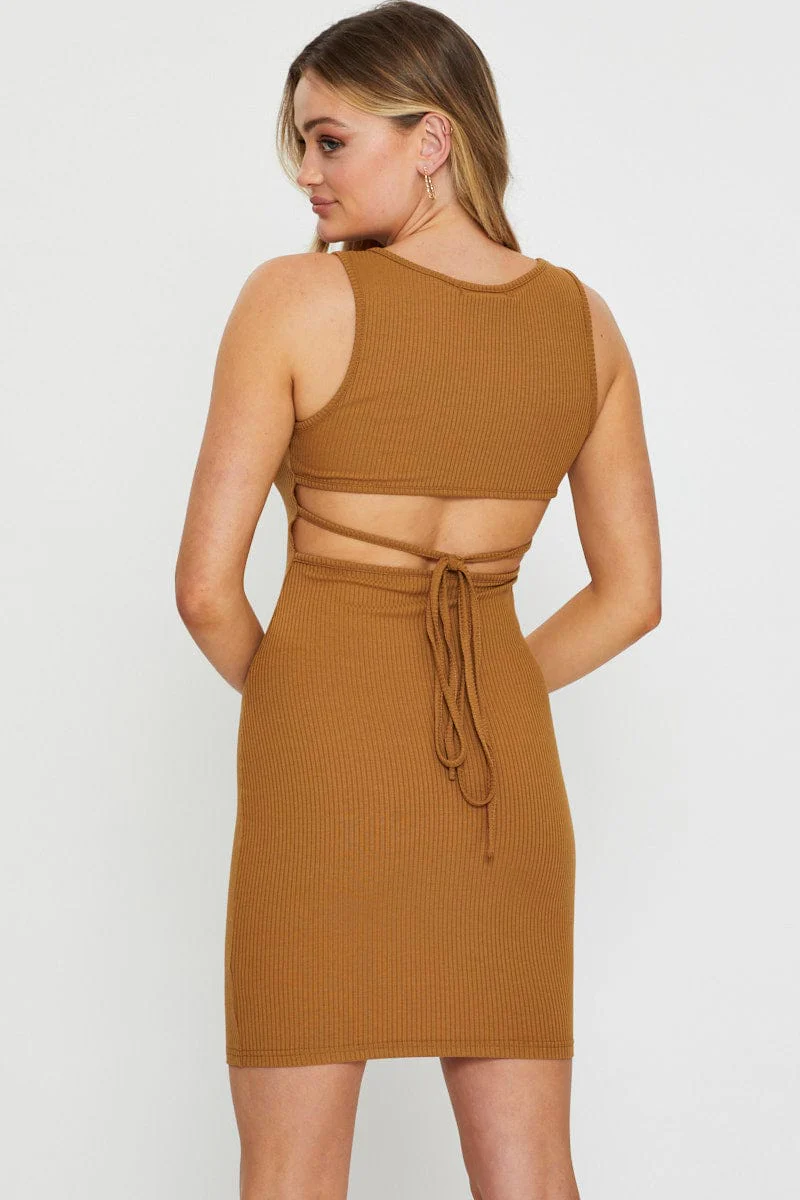 Brown Bodycon Dress Mini
