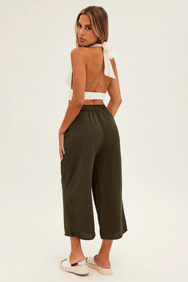 Green Tie Waist Culotte