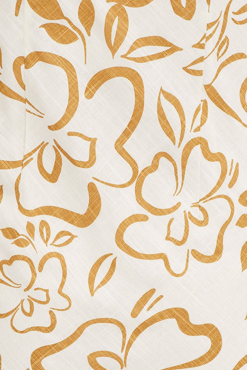 Print Linen Slip Midi Dress