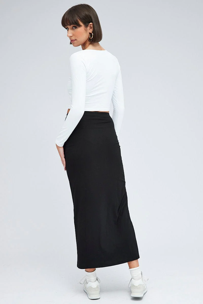Black Supersoft Slim Fit Maxi Skirt