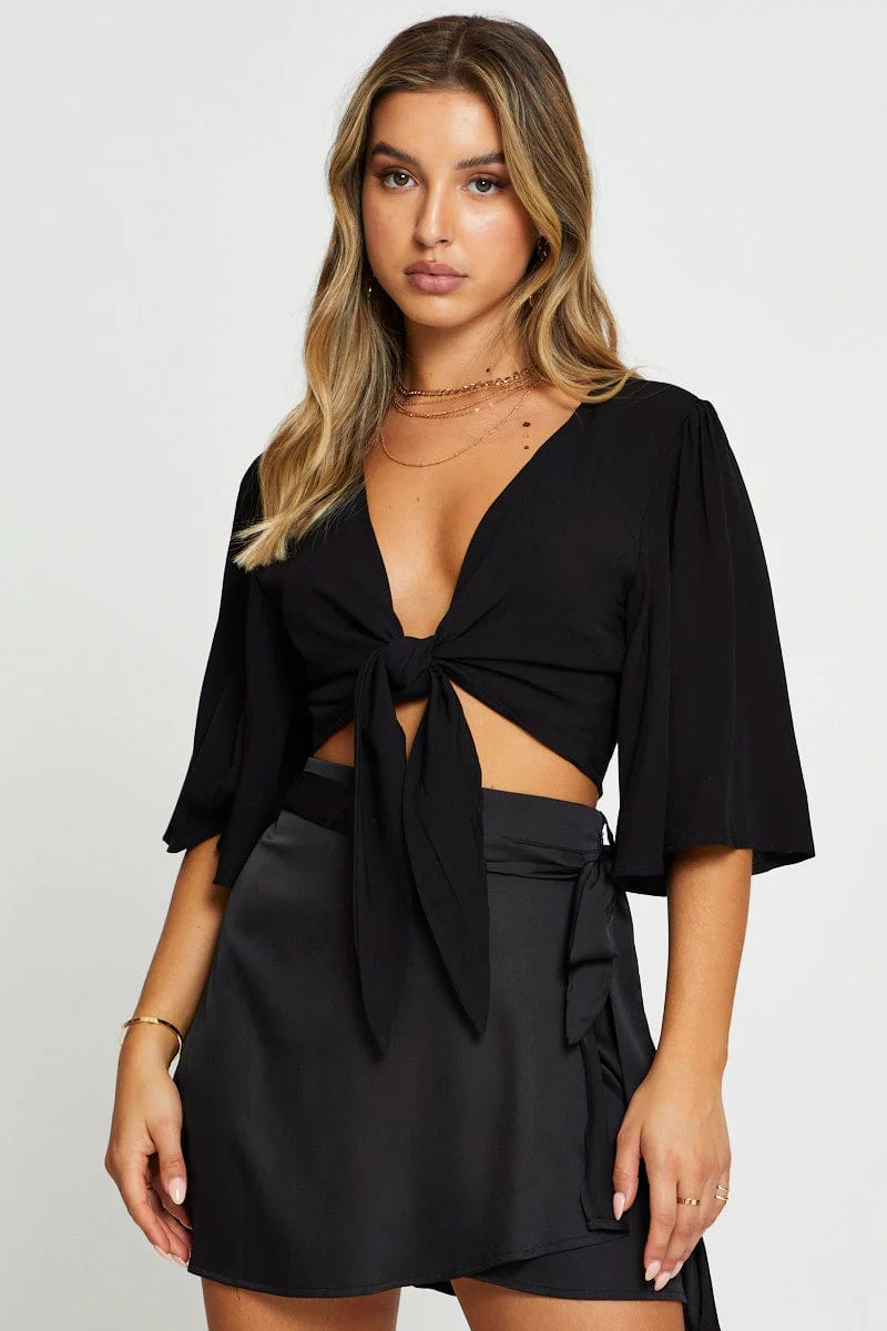 Black Crop Bolero Short Sleeve