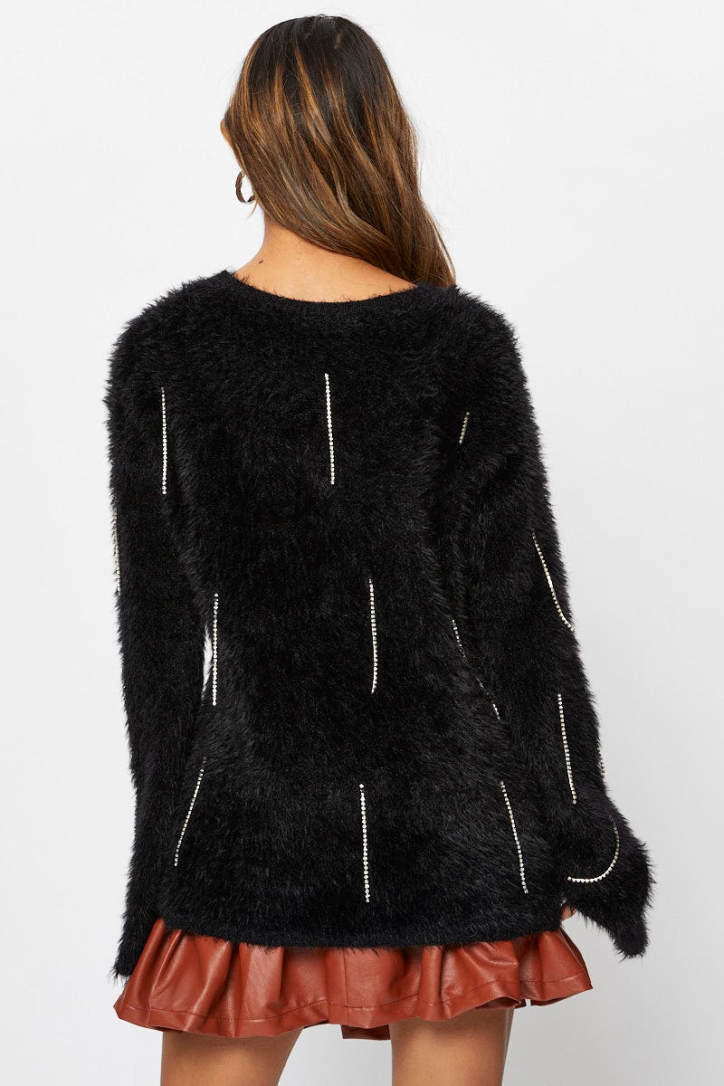 Black Oversized Fluffy Knit
