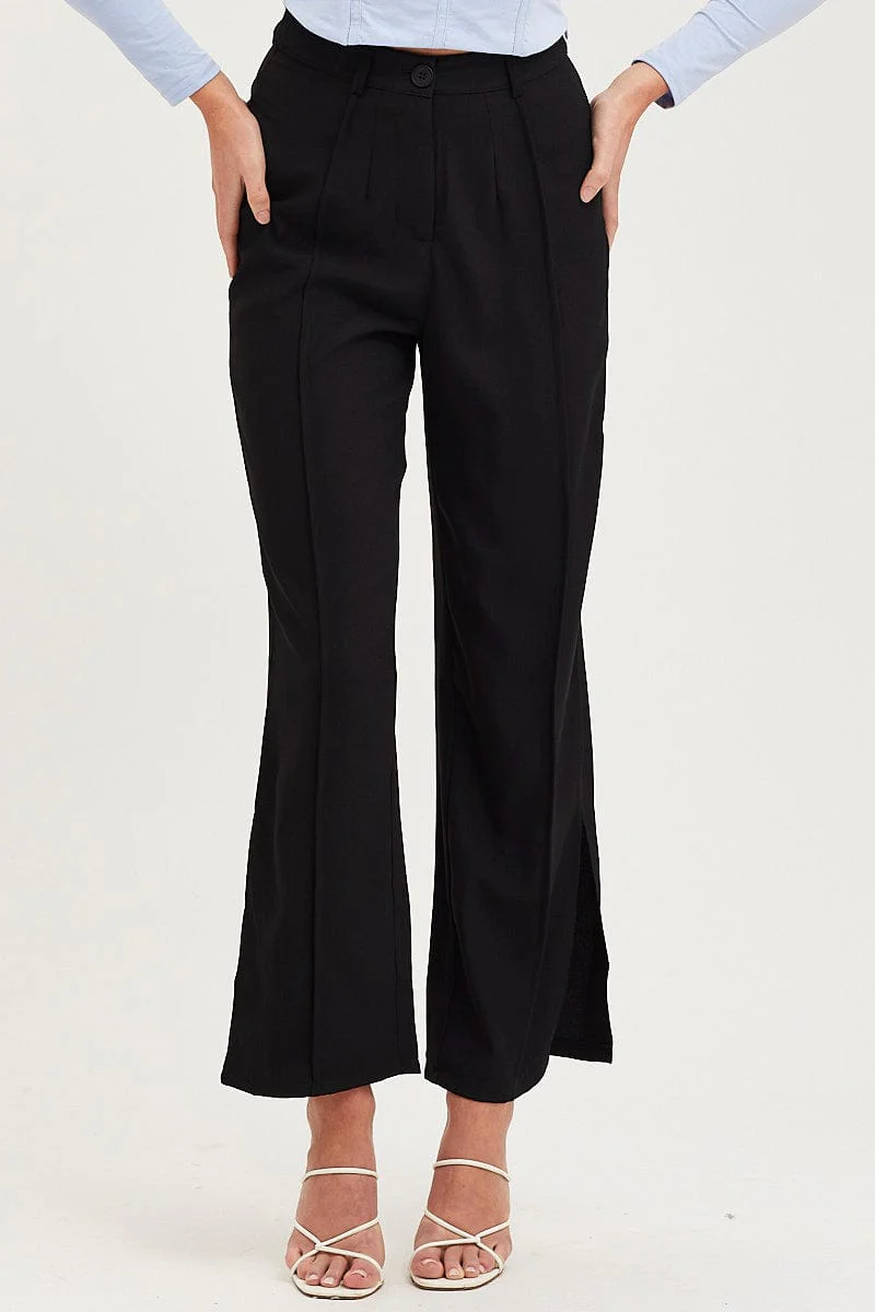 Black Wide Leg Pants High Rise
