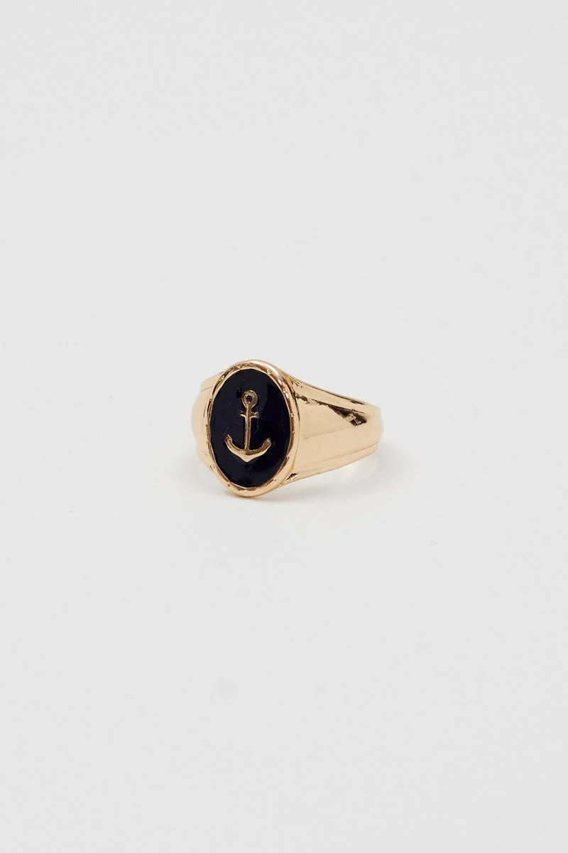 Gold Anchor Chunky Ring