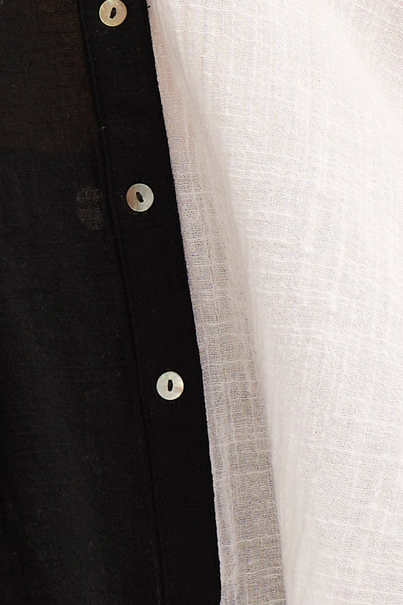 Black Mono Cotton Half Sleeve Relaxed Shirt