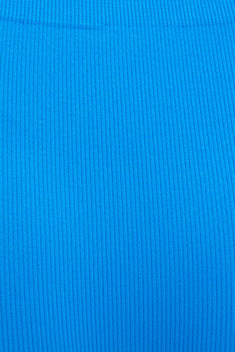 Blue Seamless Rib Bike Short