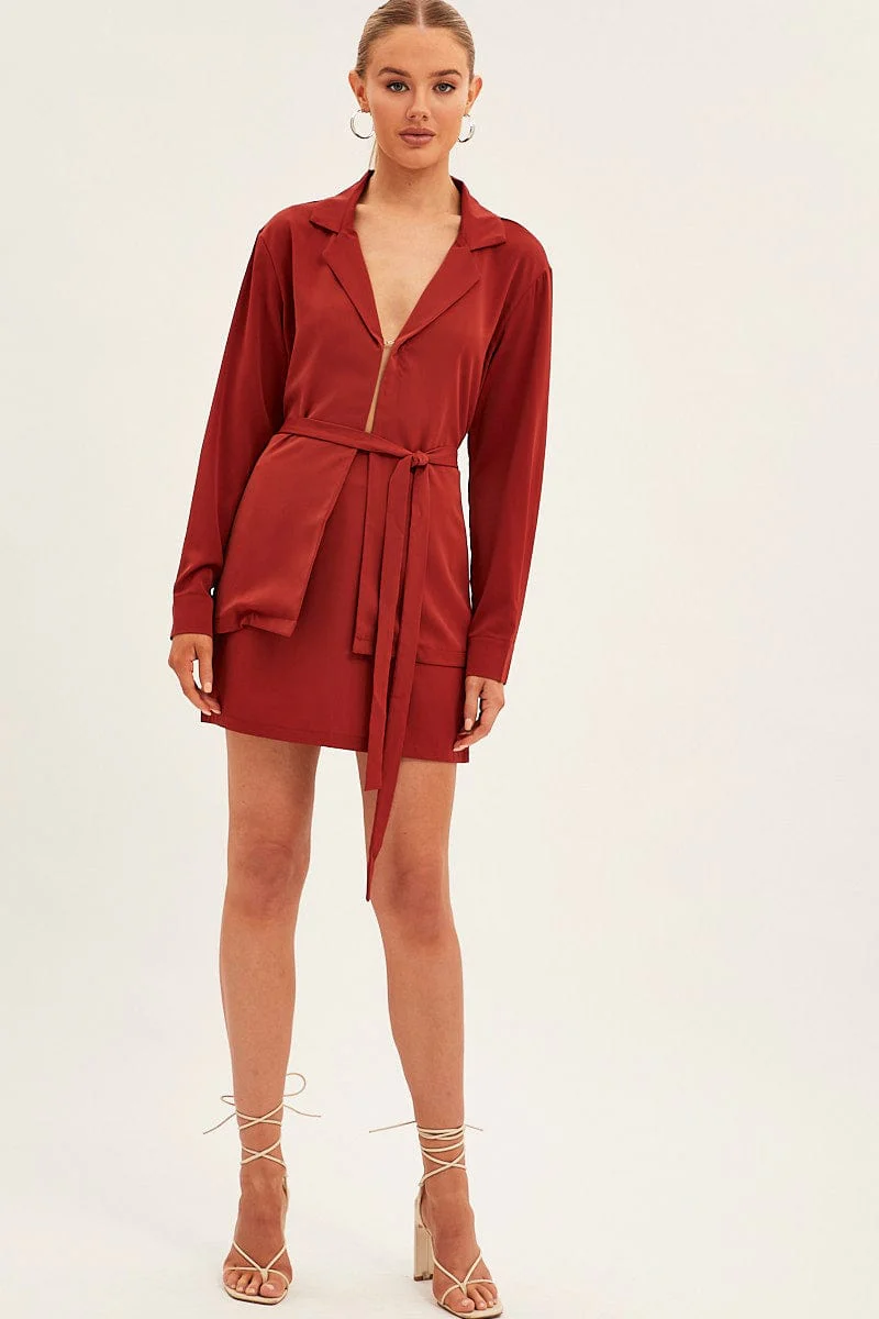 Brown Mini Skirt Satin