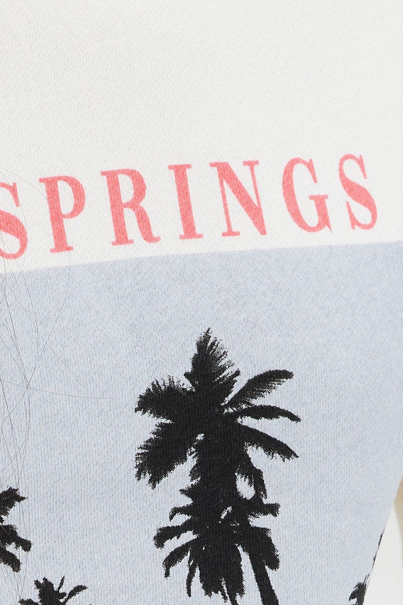 Beige Graphic Cream Sweater Long Sleeve