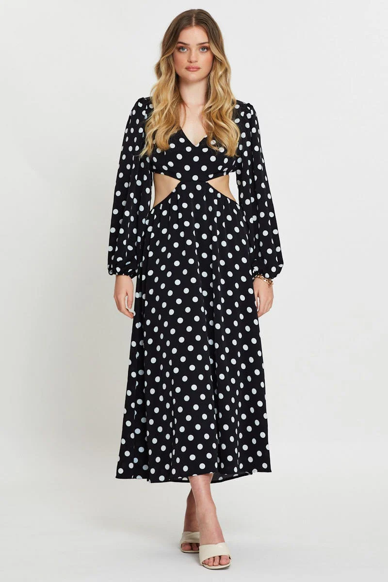 Polka Dot Max Dress Long Sleeve