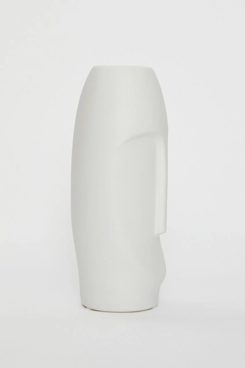 White Face Vase 24Cm Tall