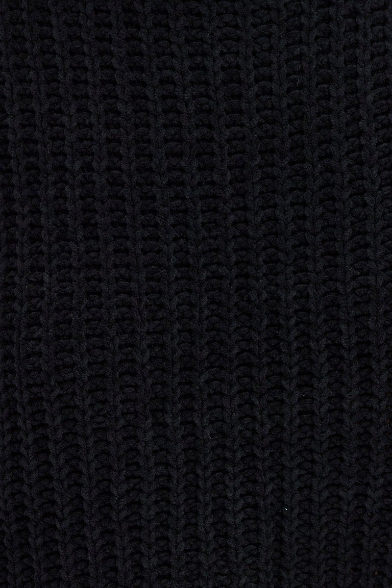 Black Knit Jumper Turtle Neck Chenille